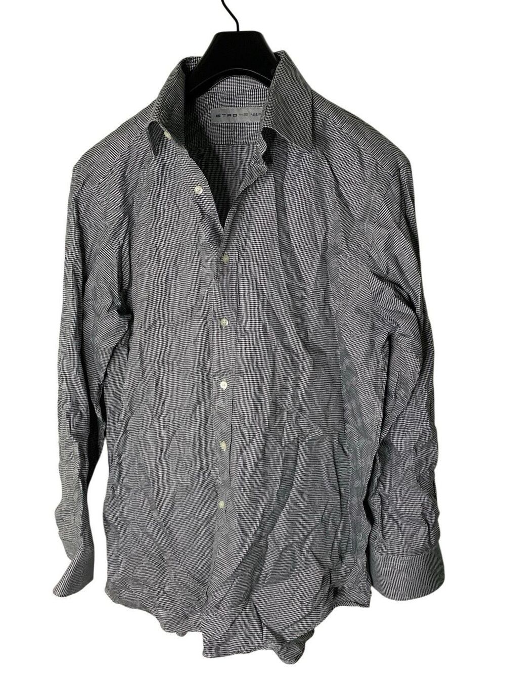 ETRO houndstooth 100% cotton button down shirt men's size 42
